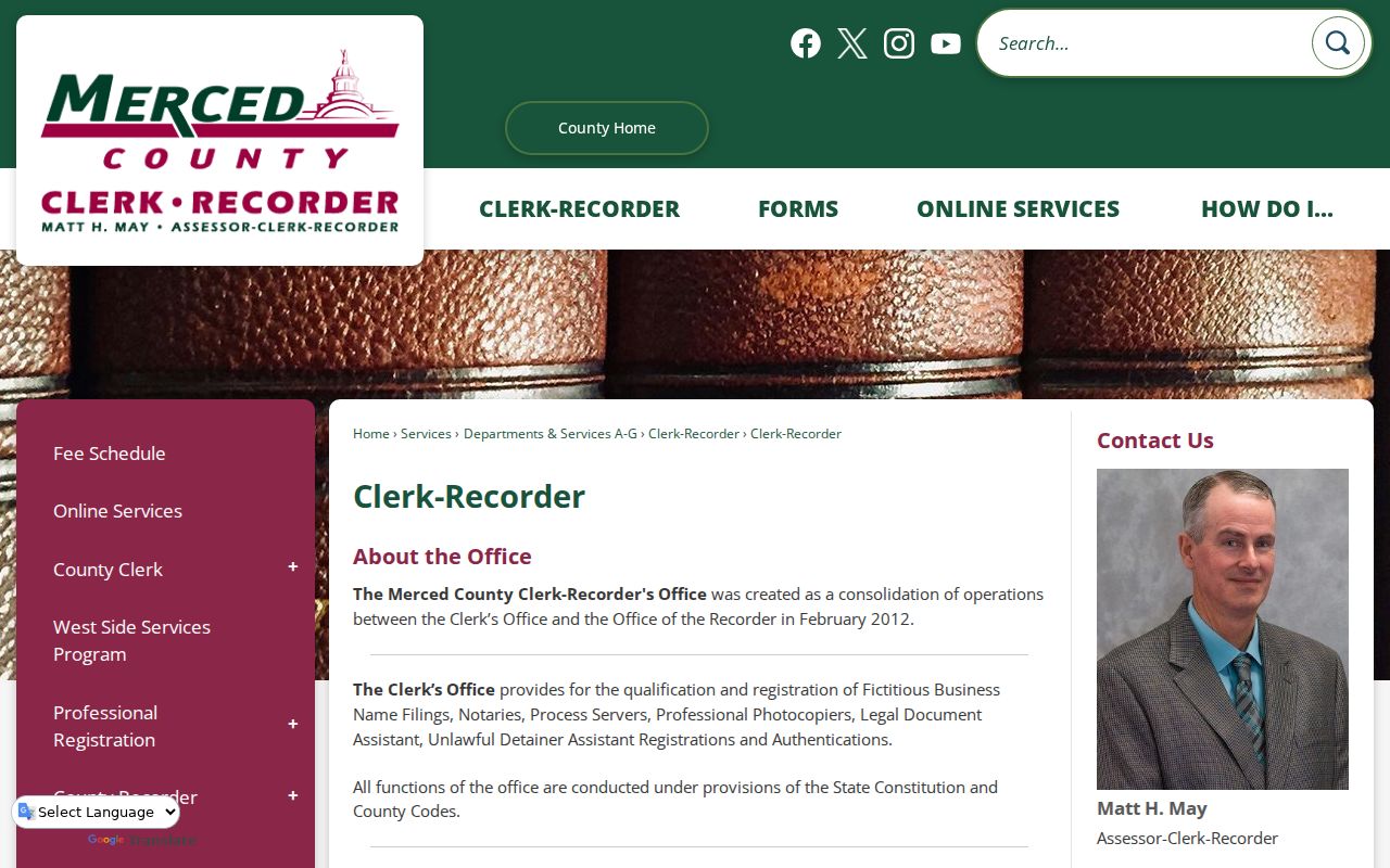 Merced residents directory county Clerk-Recorder office