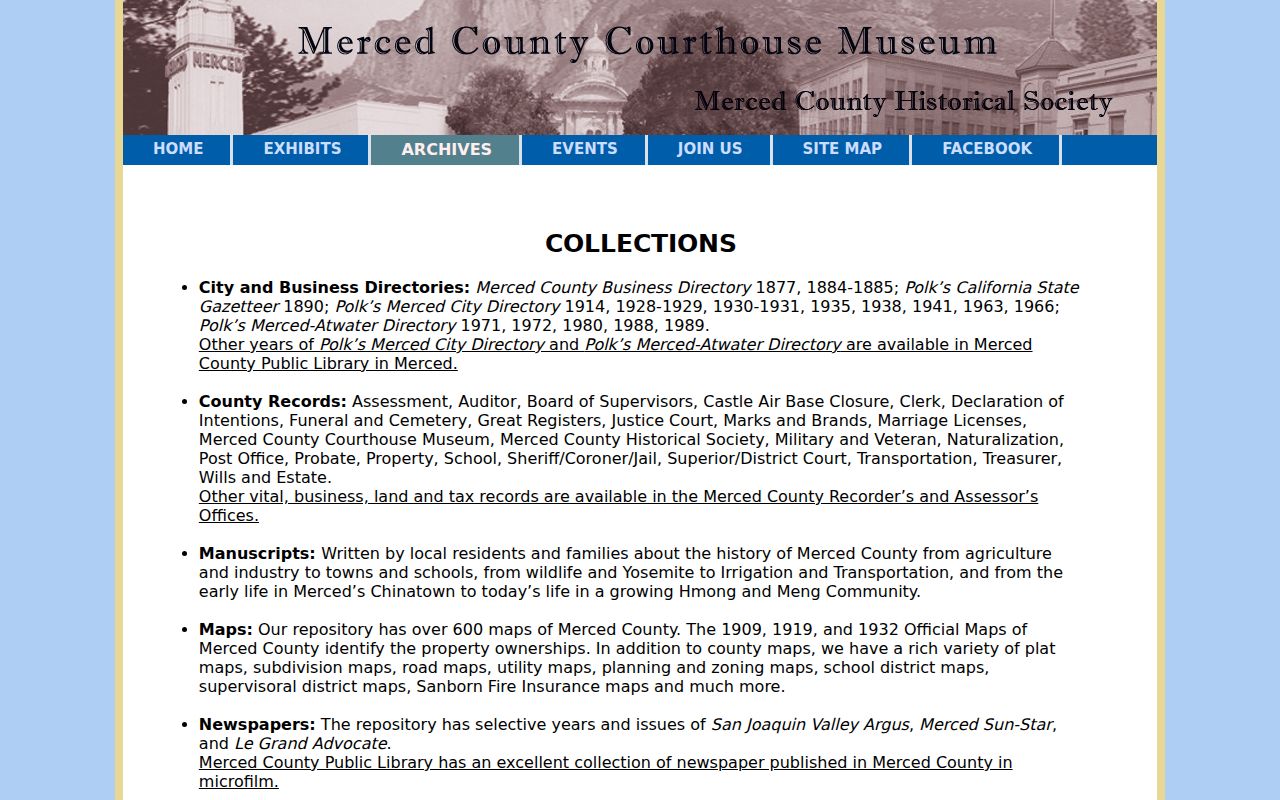 Merced residents directory historical museum archive