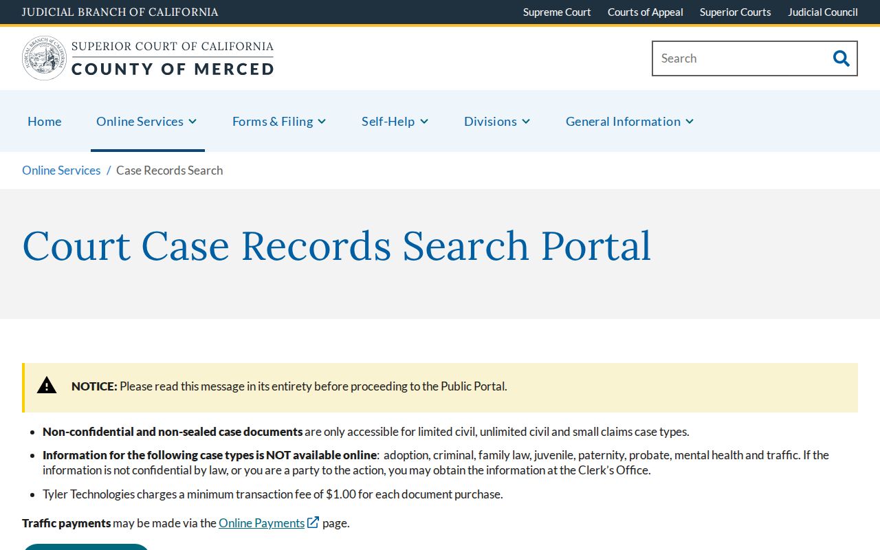 Merced residents directory Superior Court record search