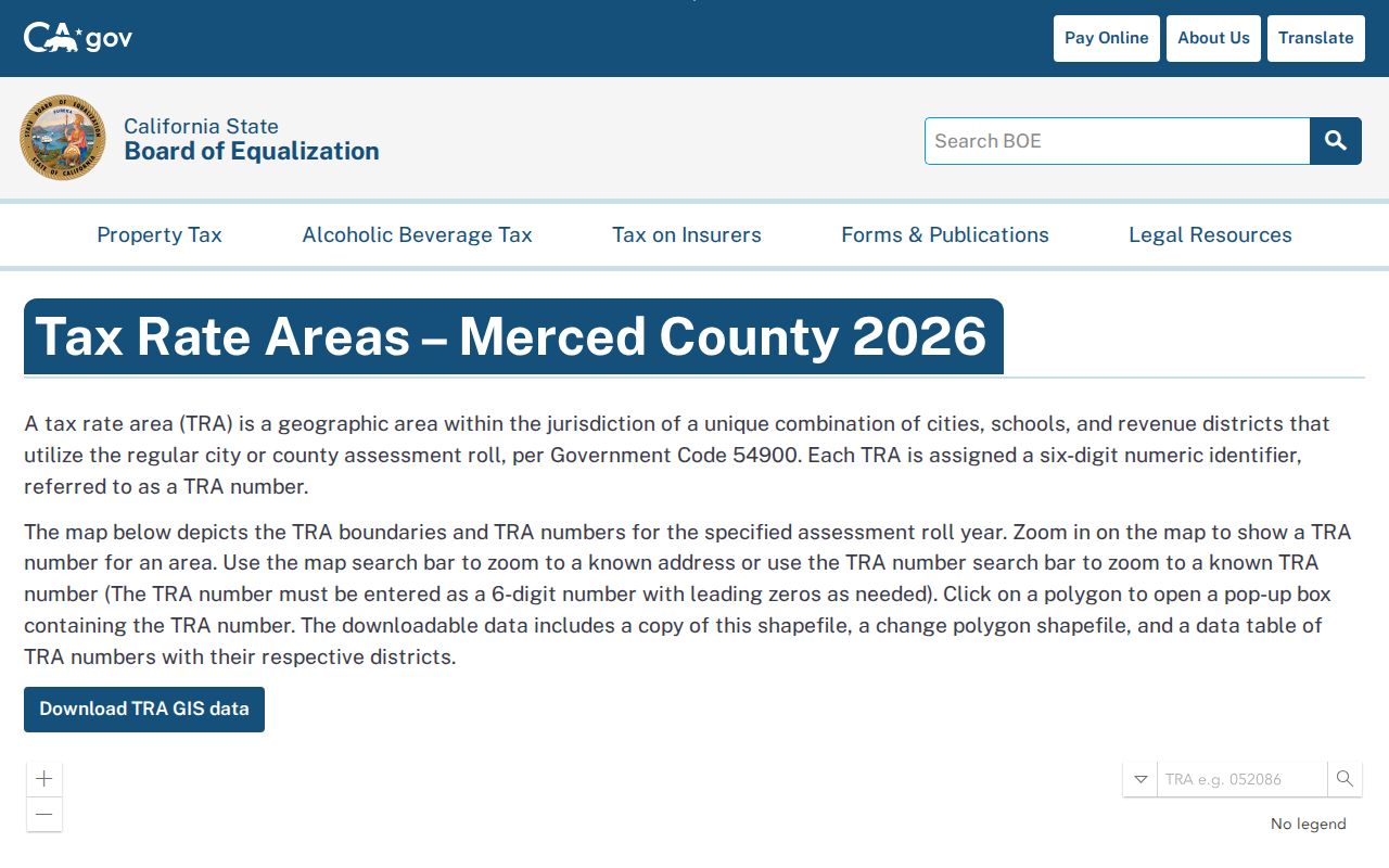 Merced street directory tax-rate area map